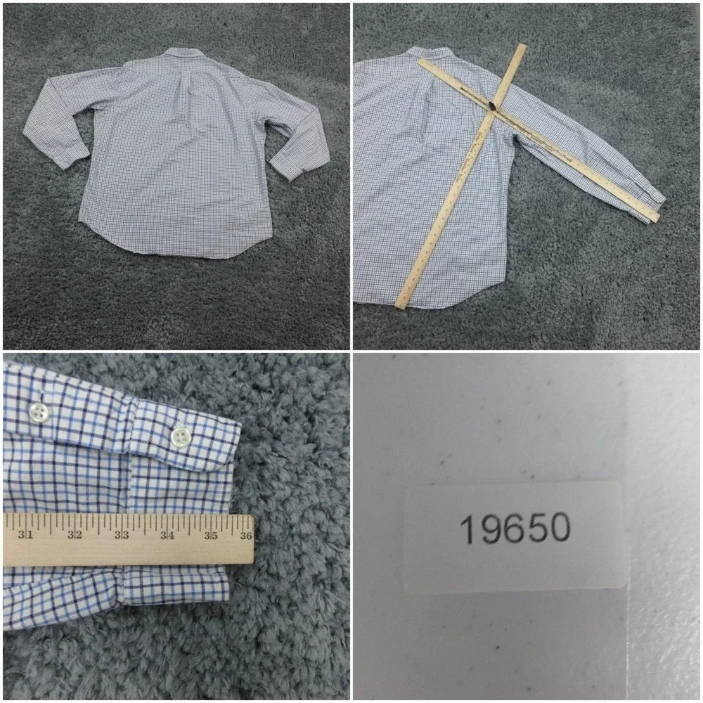 Ralph Lauren Shirt Mens XL Blue White Check Button Down Long Sleeve 100% Cotton